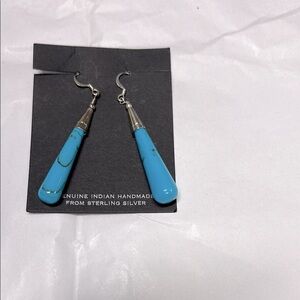 Turquoise Teardrop Sterling Silver Earrings - Handmade Look